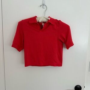 lululemon athletica Cropped polo. Swiftly Tech relaxed fit. Size 0 Coral/Red.